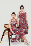 Floral Linen Flare Midi Dress