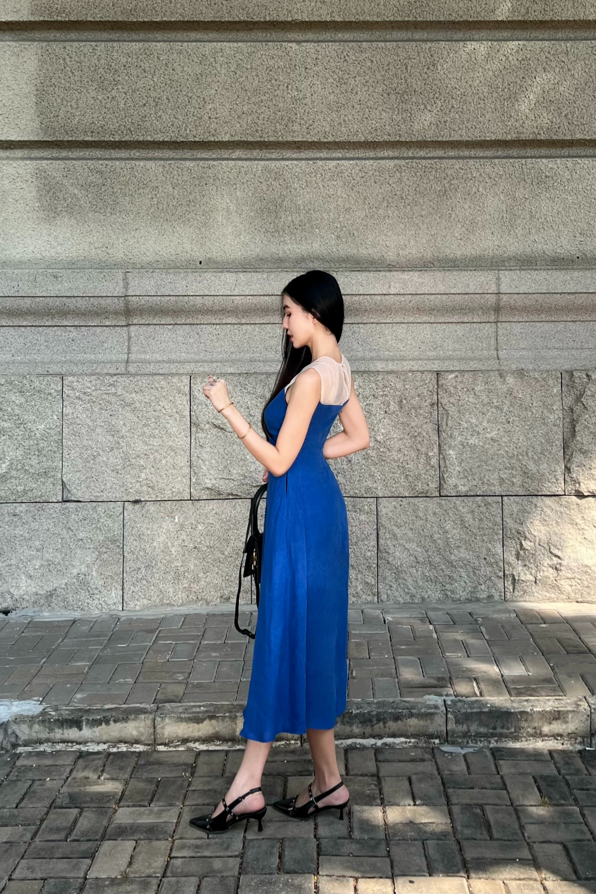 100% Korean Linen Midi Dress with Pocket | Cobalt Blue S3XL | JEN HO 100% Korean Linen Midi Dress with Pocket | Cobalt Blue S3XL | JEN HO