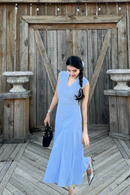 Trimmed A-Line Flare Midi Dress