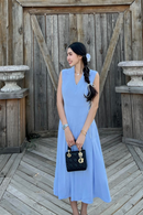 Trimmed A-Line Flare Midi Dress