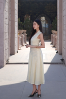 Trimmed A-Line Flare Midi Dress