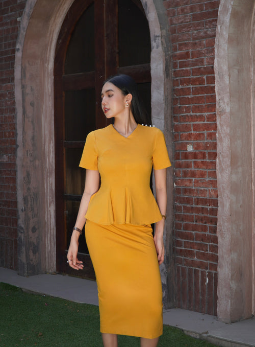 Curved Panel Peplum Top