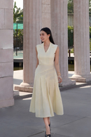 Trimmed A-Line Flare Midi Dress