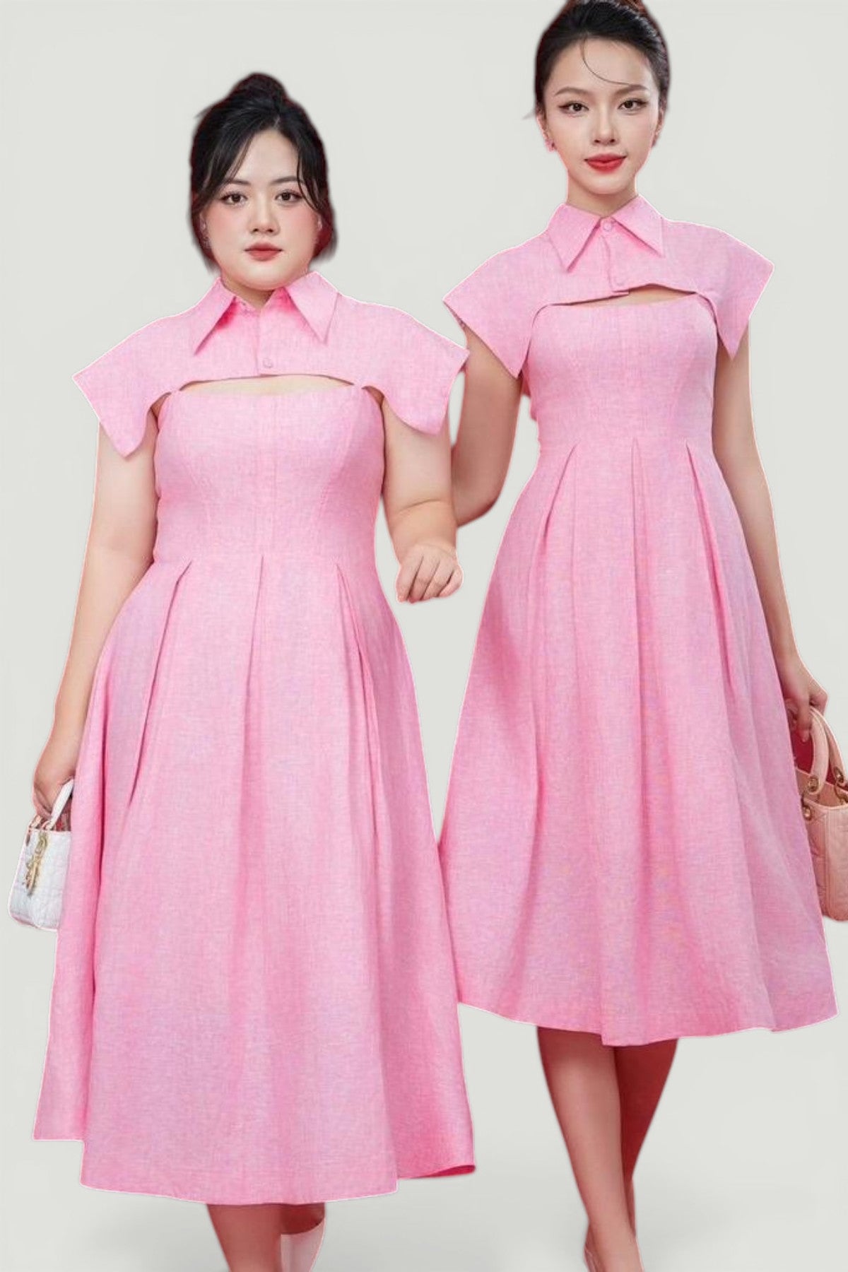 Shirt Collar Flare Midi Dress