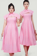 Shirt Collar Flare Midi Dress