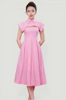 Shirt Collar Flare Midi Dress