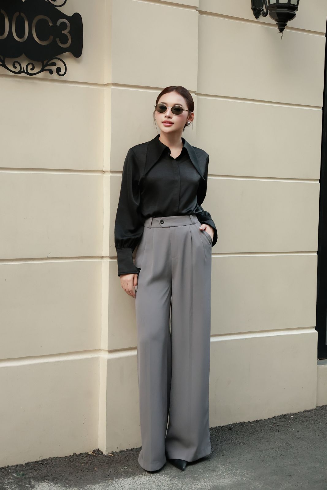 Wide Leg Tailored Trousers