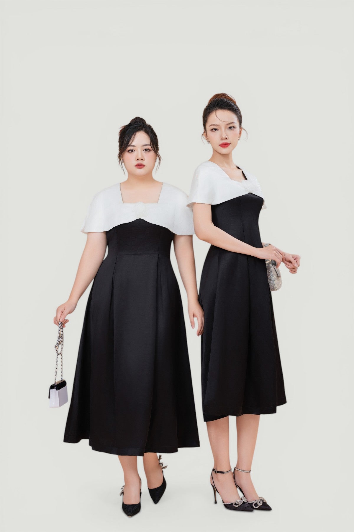 Cape Collar Midi Dress